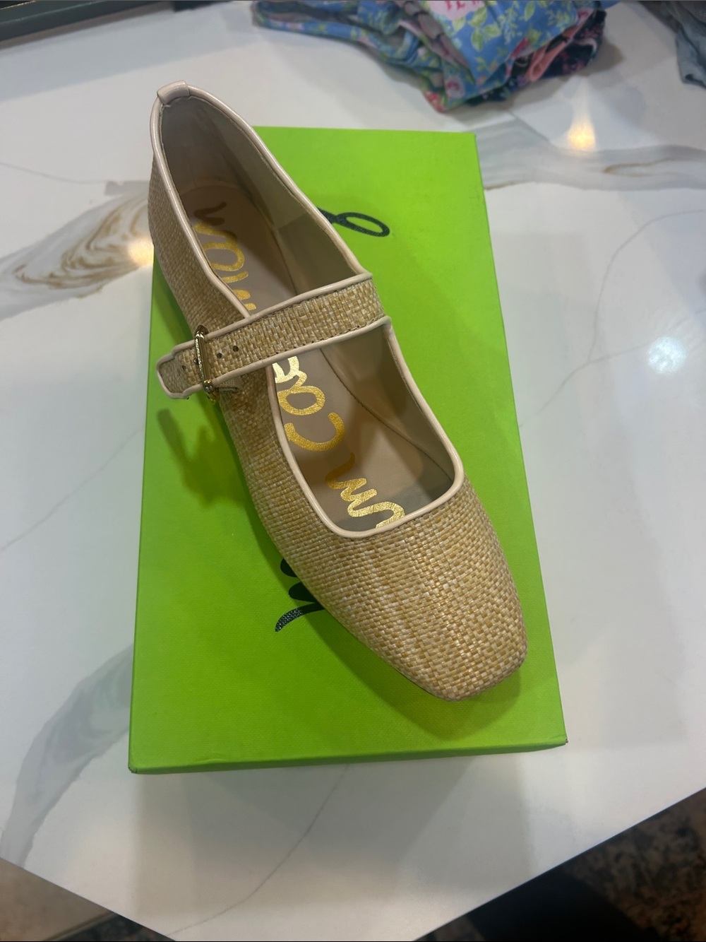 NWT NIB Sam Edelman Michaela Tan Weave Neutral Mary Jane 7.5